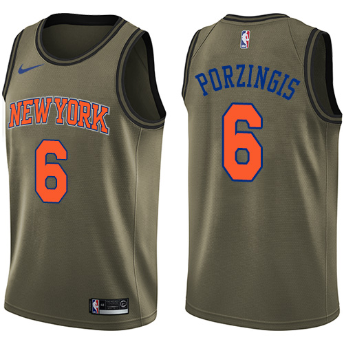 Nike Knicks #6 Kristaps Porzingis Green Salute to Service Youth NBA Swingman Jersey