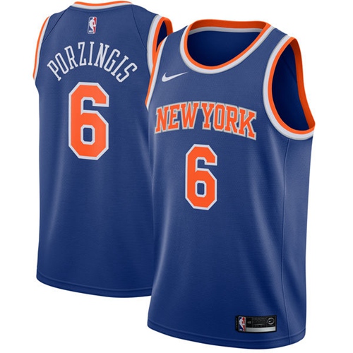 Nike Knicks #6 Kristaps Porzingis Blue Youth NBA Swingman Icon Edition Jersey