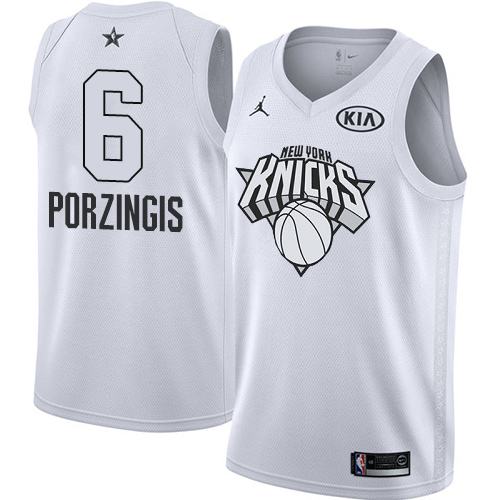 Nike Knicks #6 Kristaps Porzingis White Youth NBA Jordan Swingman 2018 All-Star Game Jersey