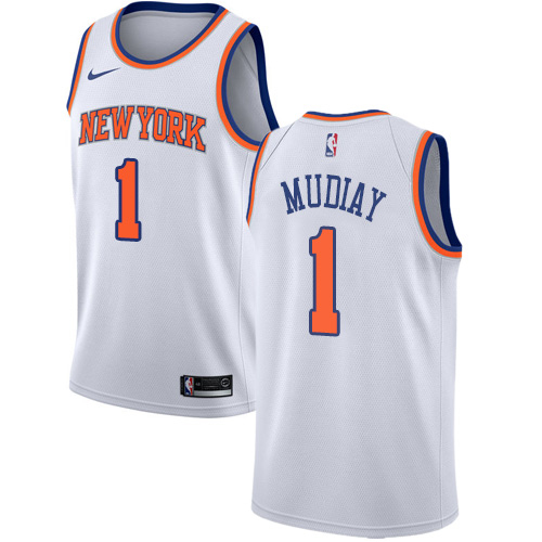 Nike Knicks #1 Emmanuel Mudiay White Youth NBA Swingman Association Edition Jersey - Click Image to Close