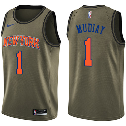 Nike Knicks #1 Emmanuel Mudiay Green Youth NBA Swingman Salute to Service Jersey - Click Image to Close