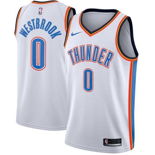 Nike Thunder #0 Russell Westbrook White Youth NBA Swingman Association Edition Jersey