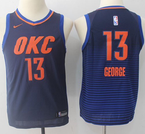 Nike Thunder #13 Paul George Navy Blue Youth NBA Swingman Statement Edition Jersey