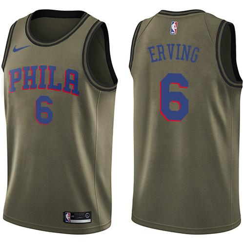 Nike 76ers #6 Julius Erving Green Salute to Service Youth NBA Swingman Jersey