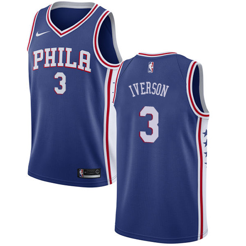 Nike 76ers #3 Allen Iverson Blue Youth NBA Swingman Icon Edition Jersey