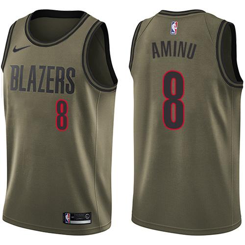 Nike Blazers #8 Al-Farouq Aminu Green Salute to Service Youth NBA Swingman Jersey