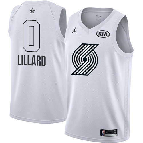 Nike Blazers #0 Damian Lillard White Youth NBA Jordan Swingman 2018 All-Star Game Jersey