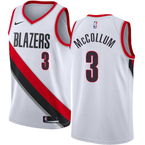 Nike Blazers #3 C.J. McCollum White Youth NBA Swingman Association Edition Jersey