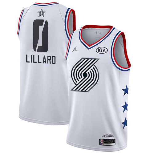 Nike Blazers #0 Damian Lillard White Youth NBA Jordan Swingman 2019 All-Star Game Jersey