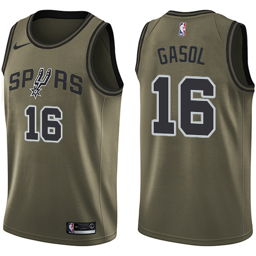 Nike Spurs #16 Pau Gasol Green Salute to Service Youth NBA Swingman Jersey