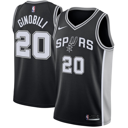 Nike Spurs #20 Manu Ginobili Black Youth NBA Swingman Icon Edition Jersey