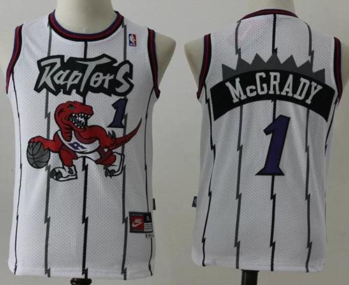 Raptors #1 Tracy Mcgrady White Throwback Youth Stitched NBA Jersey