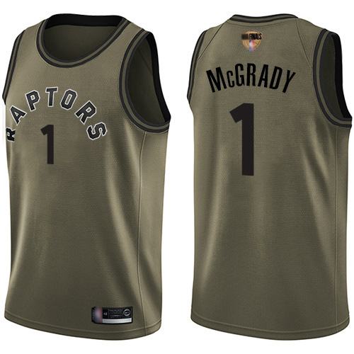 Raptors #1 Tracy Mcgrady Green Salute to Service 2019 Finals Bound Youth Basketball Swingman Jersey