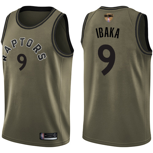 Raptors #9 Serge Ibaka Green Salute to Service 2019 Finals Bound Youth Basketball Swingman Jersey - Click Image to Close