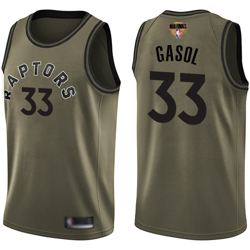 Raptors #33 Marc Gasol Green Salute to Service 2019 Finals Bound Youth Basketball Swingman Jersey