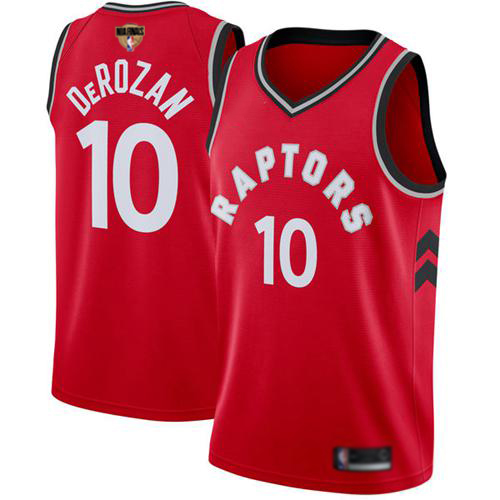 Raptors #10 DeMar DeRozan Red 2019 Finals Bound Youth Basketball Swingman Icon Edition Jersey - Click Image to Close