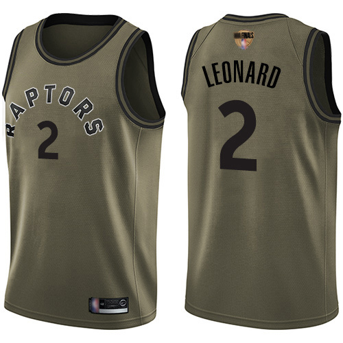 Raptors #2 Kawhi Leonard Green 2019 Finals Bound Youth Basketball Swingman Salute to Service Jersey