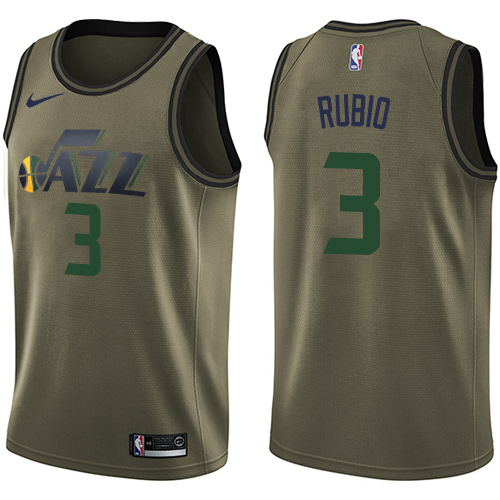 Nike Jazz #3 Ricky Rubio Green Salute to Service Youth NBA Swingman Jersey