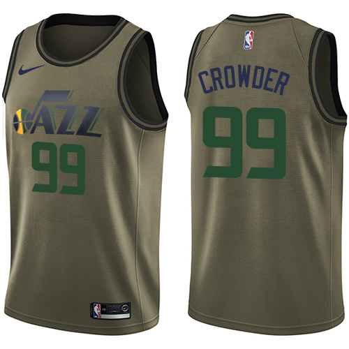 Nike Jazz #99 Jae Crowder Green Salute to Service Youth NBA Swingman Jersey