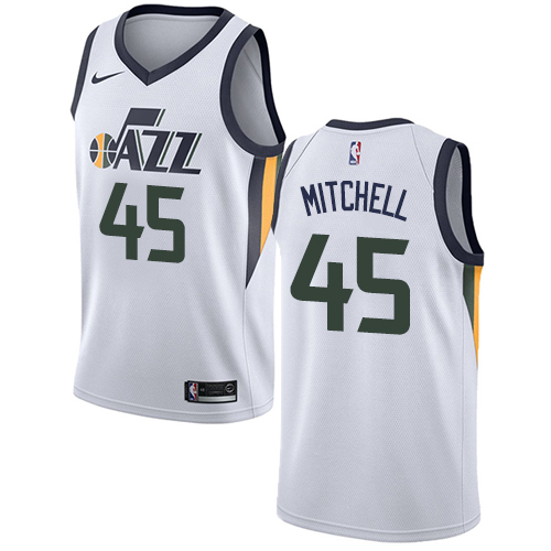 Nike Jazz #45 Donovan Mitchell White Youth NBA Swingman Association Edition Jersey