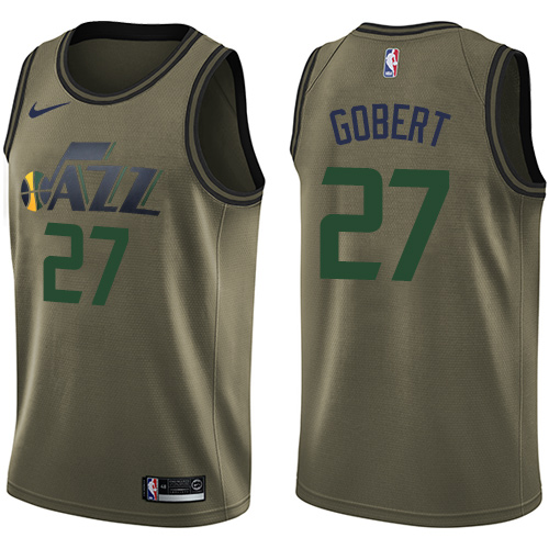 Nike Jazz #27 Rudy Gobert Green Salute to Service Youth NBA Swingman Jersey