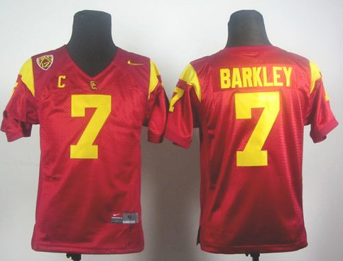 Trojans #7 Matt Barkley Red PAC-12 C Patch Stitched Youth NCAA Jersey