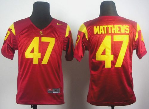 Trojans #47 Clay Matthews Red Stitched Youth NCAA Jersey