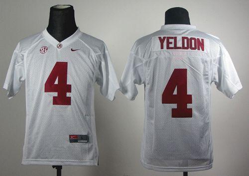 Crimson Tide #4 T.J Yeldon White Stitched Youth NCAA Jersey