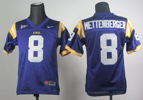 Tigers #8 Zach Mettenberger Purple Stitched Youth NCAA Jersey