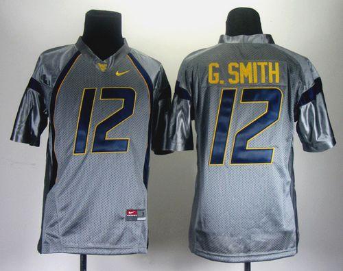 Mountaineers #12 Geno Smith Grey Stitched Youth NCAA Jersey