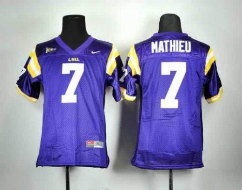 Tigers #7 Tyrann Mathieu Purple Stitched Youth NCAA Jersey