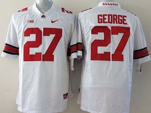 Buckeyes #27 Eddie George White Stitched Youth NCAA Jersey