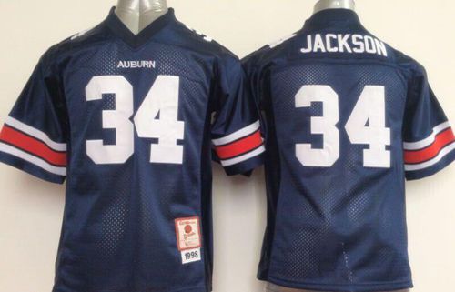 Tigers #34 Bo Jackson Blue Stitched Youth NCAA Jersey - Click Image to Close