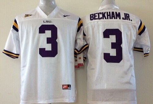 Tigers #3 Odell Beckham Jr White Stitched Youth NCAA Jersey