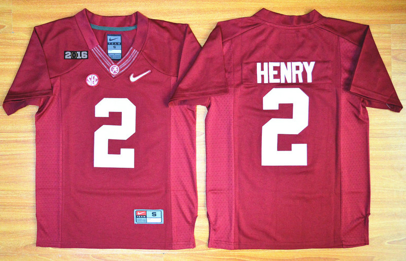 Crimson Tide #2 Derrick Henry Red 2016 National Championship Stitched Youth NCAA Jersey