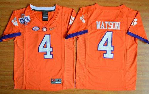 Tigers #4 Deshaun Watson Orange 2016 National Championship Stitched Youth NCAA Jersey - Click Image to Close