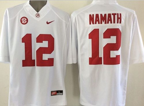 Crimson Tide #12 Joe Namath White Stitched Youth NCAA Jersey