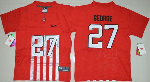 Buckeyes #27 Eddie George Red Alternate Elite Stitched Youth NCAA Jersey