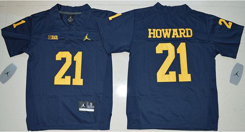 Wolverines #21 Desmond Howard Navy Blue Jordan Brand Stitched Youth NCAA Jersey