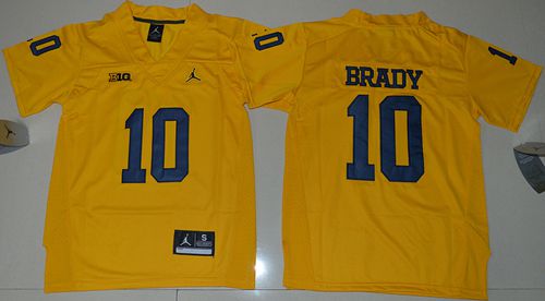 Wolverines #10 Tom Brady Gold Jordan Brand Stitched Youth NCAA Jersey