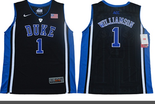 Blue Devils #1 Zion Williamson Black/Blue Basketball Elite Stitched Youth NCAA Jersey