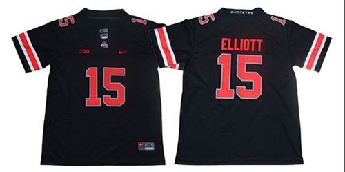 Buckeyes #15 Ezekiel Elliott Blackout Limited Stitched Youth NCAA Jersey