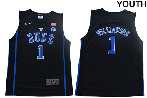 Blue Devils #1 Zion Williamson Black Basketball Elite Stitched Youth College Jersey