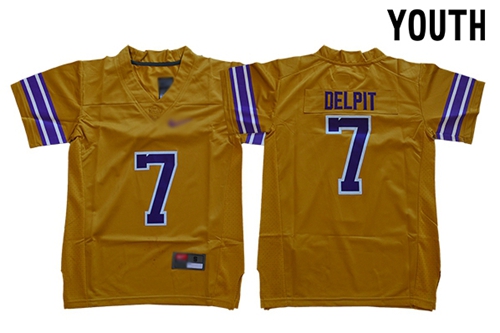 Tigers #7 Grant Delpit Gridiron Gold Limited Legend Stitched Youth College Jersey