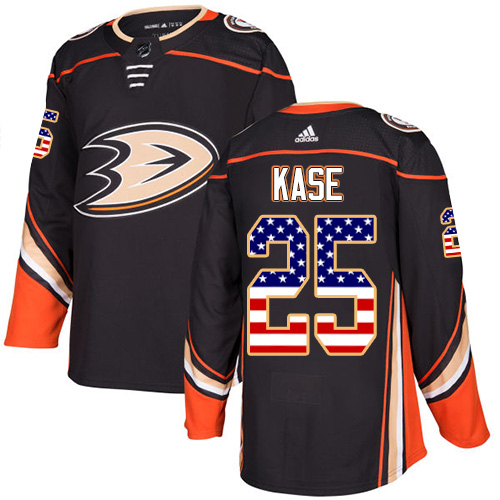 Adidas Ducks #25 Ondrej Kase Black Home Authentic USA Flag Youth Stitched NHL Jersey - Click Image to Close