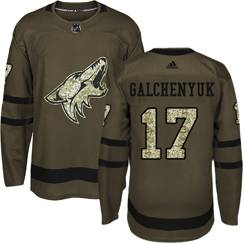 Adidas Coyotes #17 Alex Galchenyuk Green Salute to Service Stitched Youth NHL Jersey