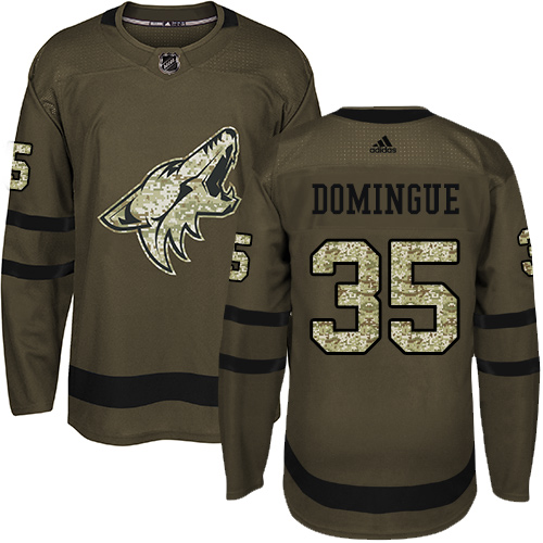 Adidas Coyotes #35 Louis Domingue Green Salute to Service Stitched Youth NHL Jersey - Click Image to Close