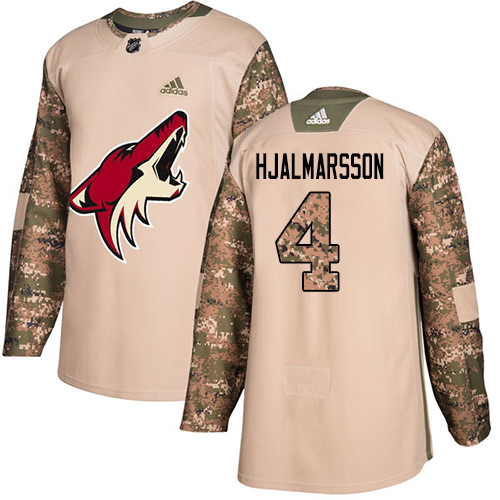 Adidas Coyotes #4 Niklas Hjalmarsson Camo Authentic 2017 Veterans Day Stitched Youth NHL Jersey