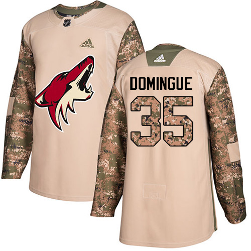 Adidas Coyotes #35 Louis Domingue Camo Authentic 2017 Veterans Day Stitched Youth NHL Jersey