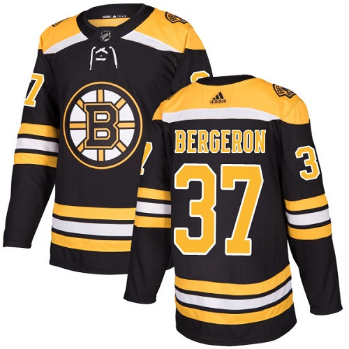 Adidas Bruins #37 Patrice Bergeron Black Home Authentic Youth Stitched NHL Jersey - Click Image to Close